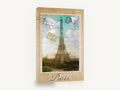Paris Postcard Tower, vintage eiffel tower paris postcard, city canvas wall art print ready to hang