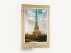 Paris Postcard Tower, vintage eiffel tower paris postcard, city canvas wall art print ready to hang