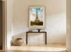 Paris Postcard Tower city canvas print on the wall of a hallway