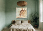 Letter Script Owl animal canvas print on the wall of a bedroom