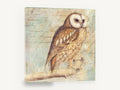 Letter Script Owl, vintage owl illustration on script, animal canvas wall art print ready to hang