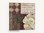 Bliss Rose Damask, follow your bliss quote cream rose, floral canvas wall art print ready to hang