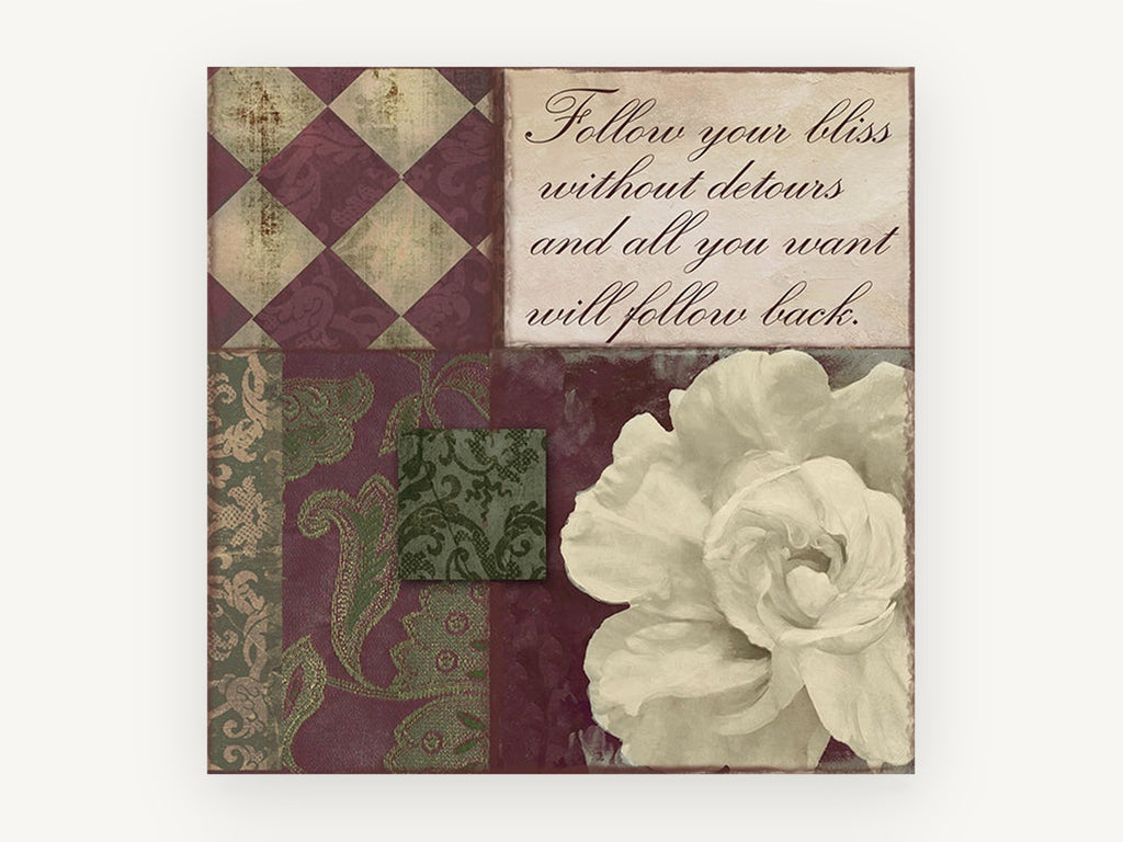 Bliss Rose Damask, floral canvas wall art print, front view