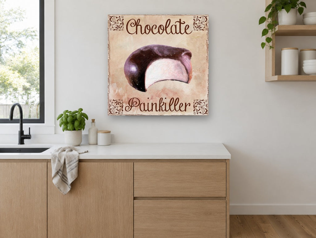 Chocolate Painkiller Bite kitchen canvas print on the wall of a kitchen