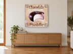 Chocolate Painkiller Bite kitchen canvas print on the wall of a living room above a sideboard