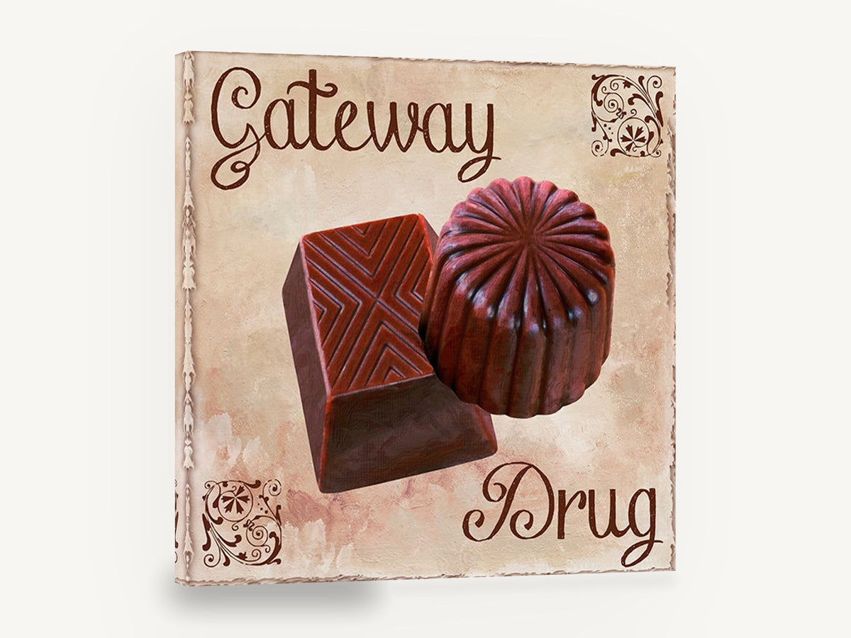 Gateway Chocolates, chocolate truffles typography kitchen, kitchen canvas wall art print ready to hang