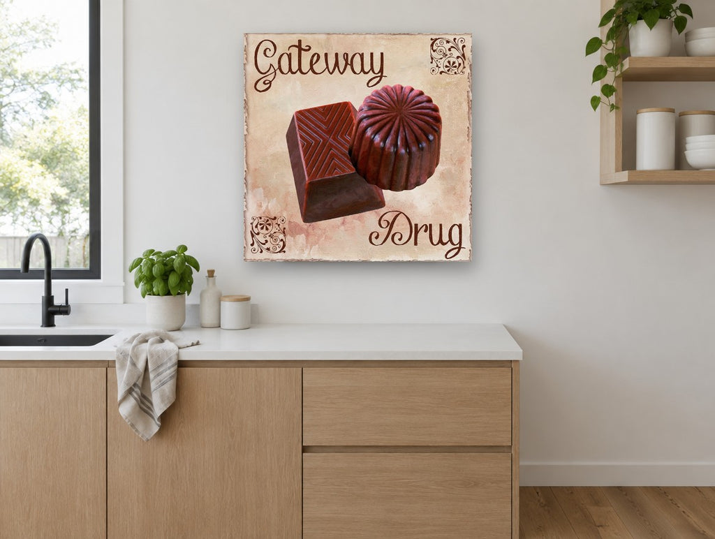 Gateway Chocolates kitchen canvas print on the wall of a kitchen