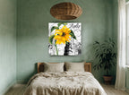 Sunflower Over Pisa floral canvas print on the wall of a bedroom
