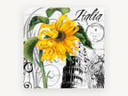 Sunflower Over Pisa, floral canvas wall art print, front view