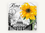 Roma Sunflower Collage, floral canvas wall art print, front view