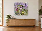 Olive Branch in Lavender kitchen canvas print on the wall of a living room above a sideboard