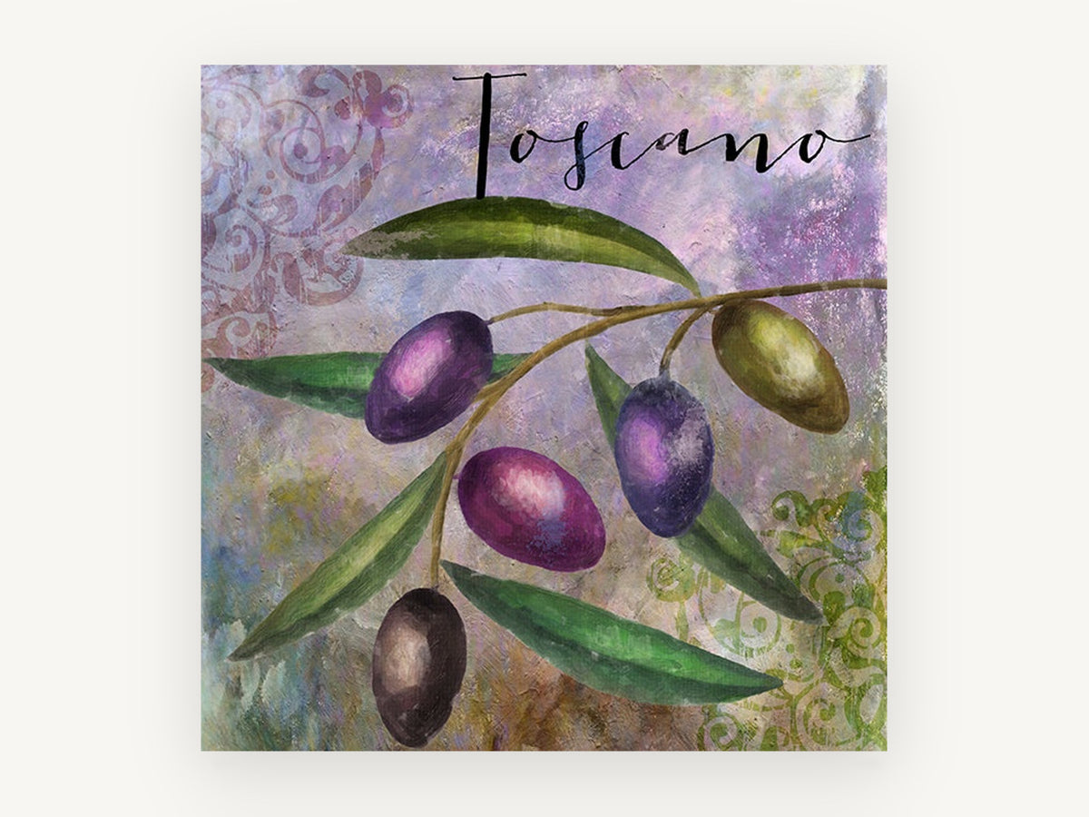 Toscano Olive Branch, kitchen canvas wall art print, front view