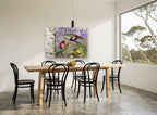 Olio di Oliva Branch floral canvas print on the wall of a dining room