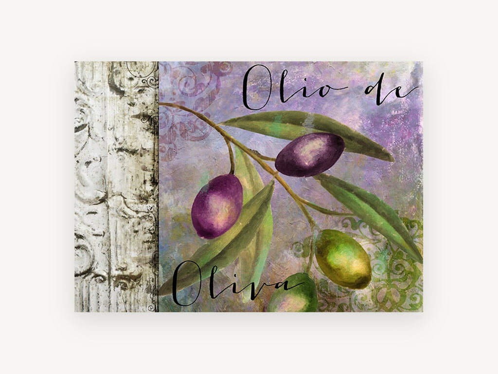 Olio di Oliva Branch, floral canvas wall art print, front view