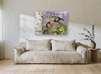 Olio di Oliva Branch floral canvas print on the wall of a living room