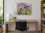 Olio di Oliva Branch floral canvas print on the wall of a study
