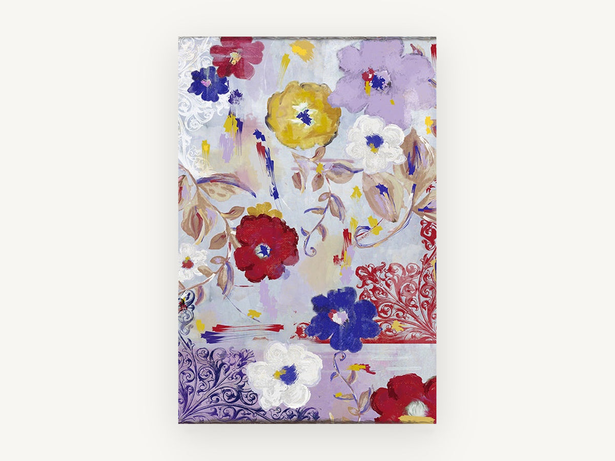 Lilac Garden Scrolls, floral canvas wall art print, front view