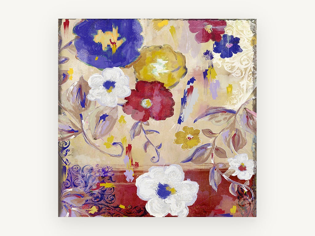 Sevilla Garden Blooms, floral canvas wall art print, front view
