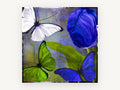 Blue Tulip and Butterflies, floral canvas wall art print, front view
