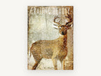Snowfall Buck, whitetail deer snow illustration, animal canvas wall art print, front view