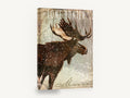 Snowfall Moose, moose in snow typography, animal canvas wall art print ready to hang