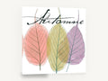 Autumn Leaf Trio, pink yellow purple leaves watercolour autumne, floral canvas wall art print ready to hang