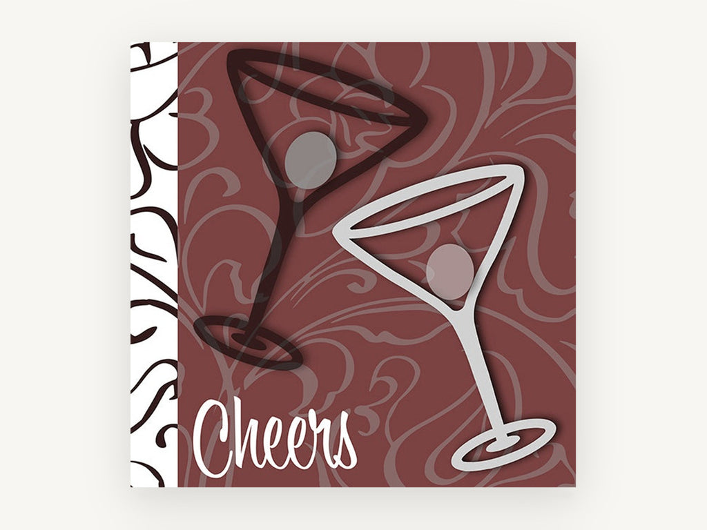 Burgundy Swirl Martini Toast, kitchen canvas wall art print, front view