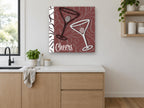 Burgundy Swirl Martini Toast kitchen canvas print on the wall of a kitchen