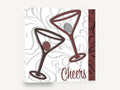 Cheers Martini Duo, martini glasses cheers cocktail illustration, kitchen canvas wall art print ready to hang