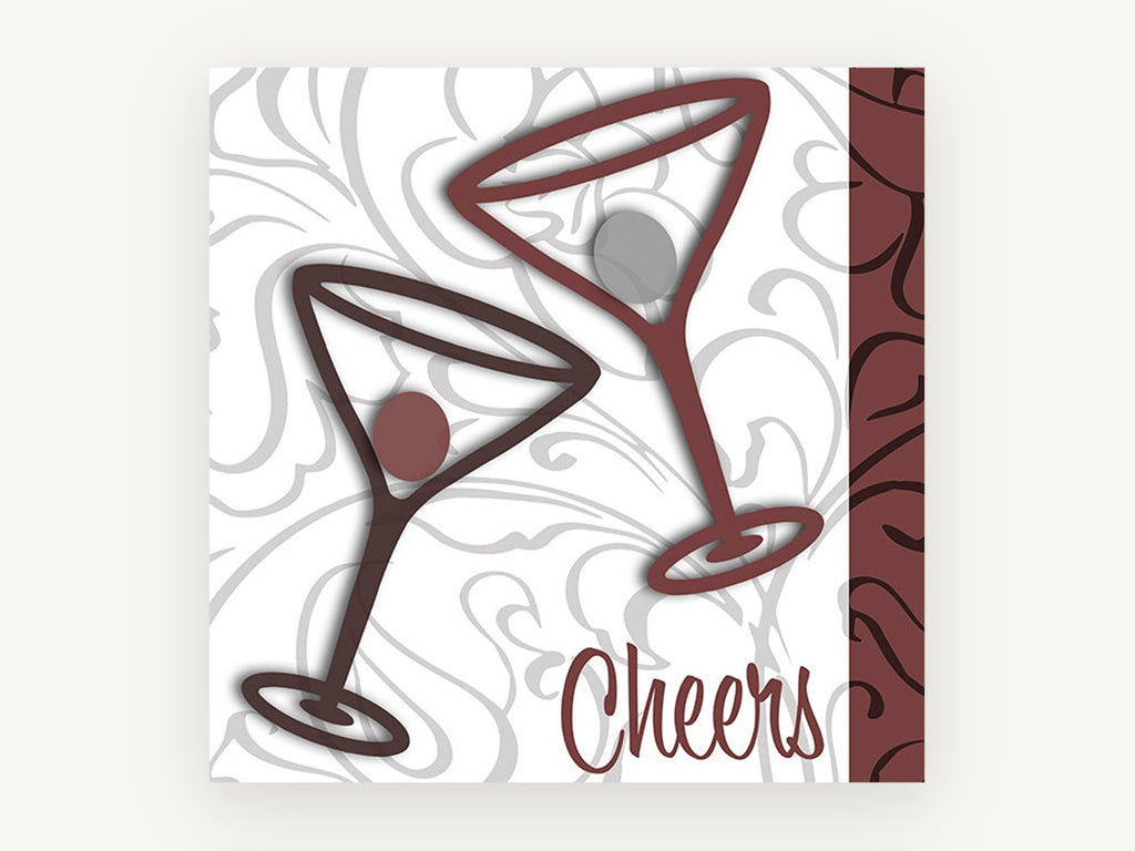 Cheers Martini Duo, kitchen canvas wall art print, front view