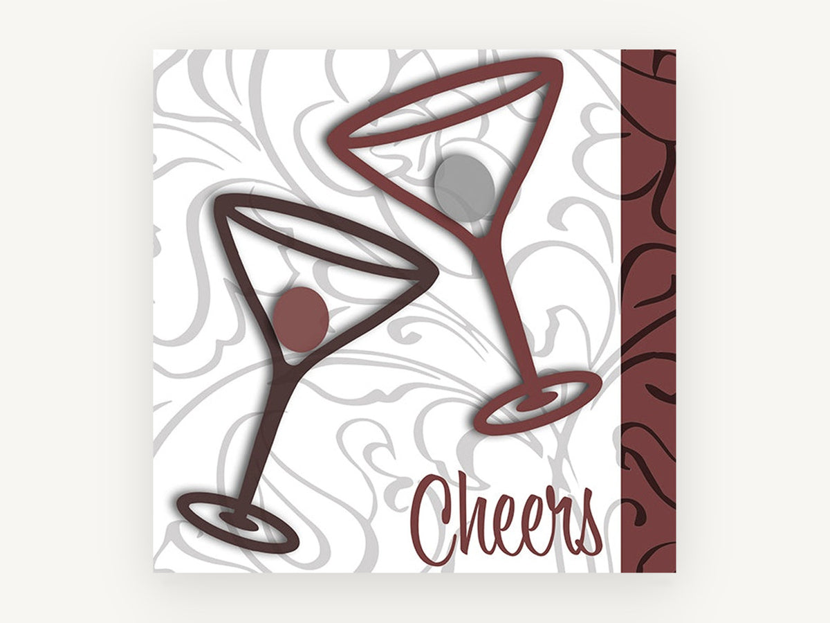 Cheers Martini Duo, kitchen canvas wall art print, front view