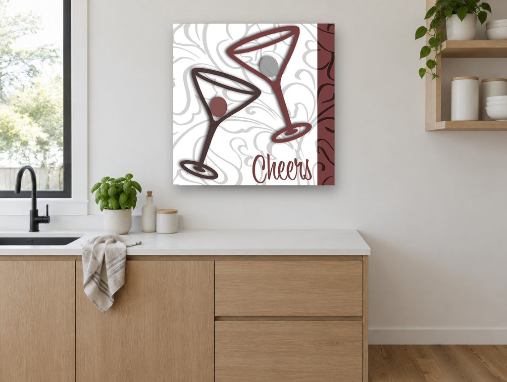 Cheers Martini Duo kitchen canvas print on the wall of a kitchen