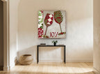 Joy Patchwork Wine Glasses kitchen canvas print on the wall of a hallway