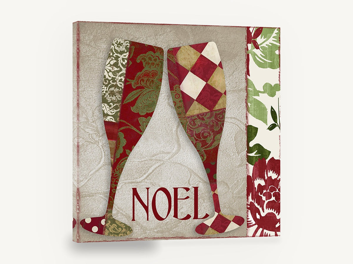 Noel Champagne Flutes, noel champagne flutes christmas kitchen, kitchen canvas wall art print ready to hang