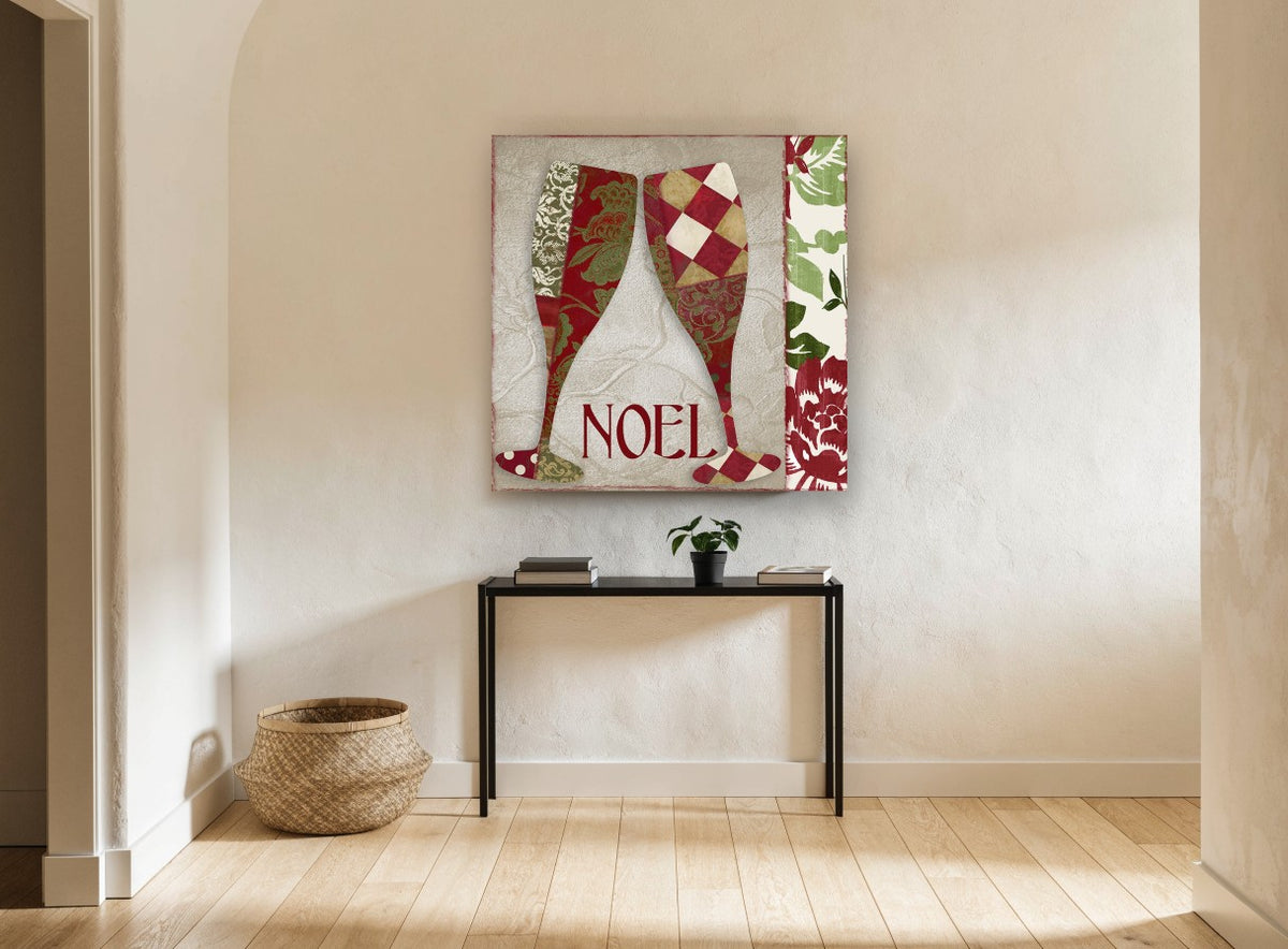 Noel Champagne Flutes kitchen canvas print on the wall of a hallway