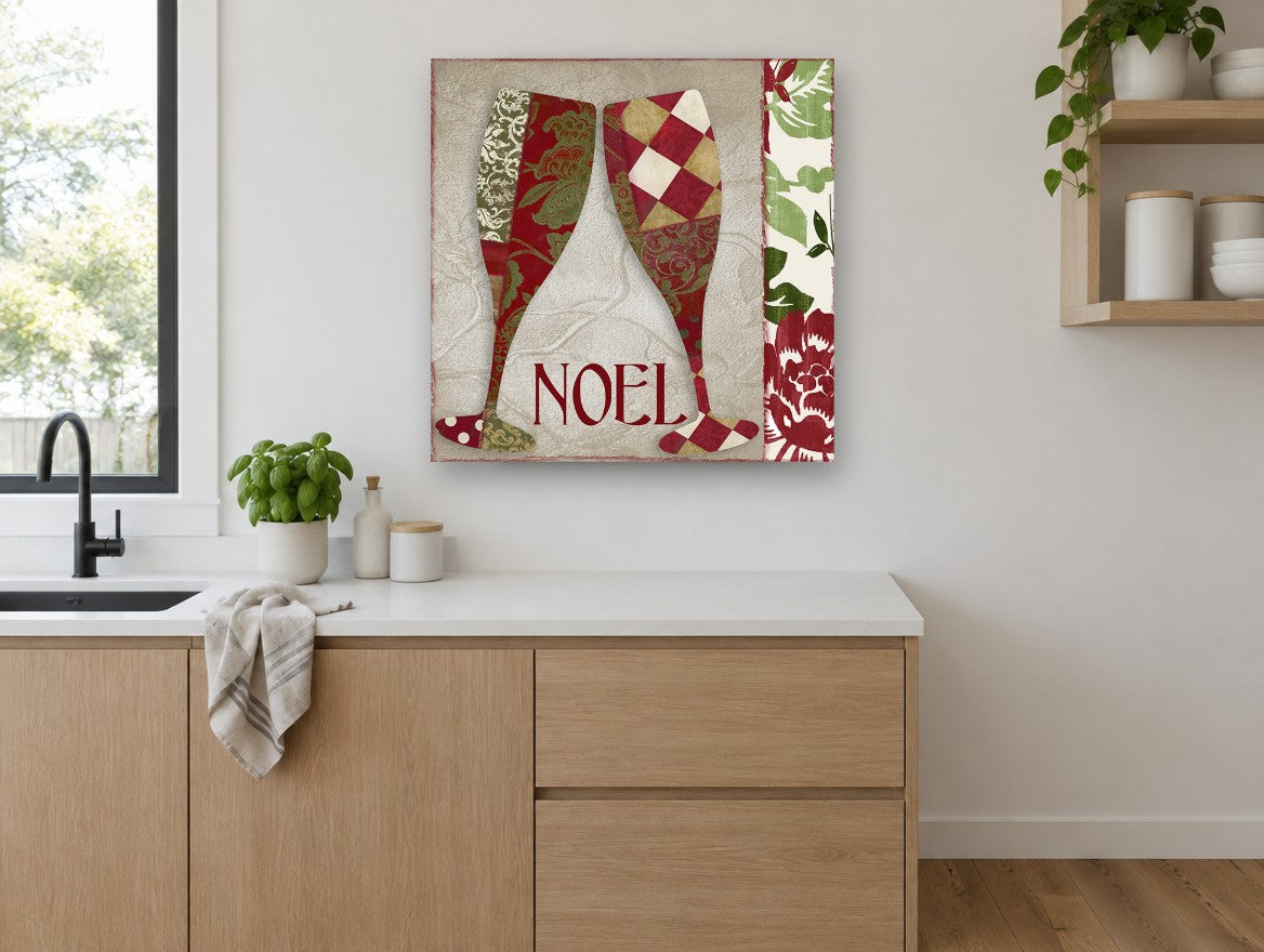 Noel Champagne Flutes kitchen canvas print on the wall of a kitchen