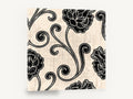 Black Peony Scrolls, black peony scroll floral pattern, floral canvas wall art print ready to hang