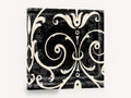 Cream Scroll Damask, black and cream damask scrollwork, floral canvas wall art print ready to hang