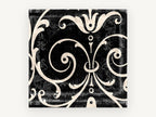 Cream Scroll Damask, floral canvas wall art print, front view
