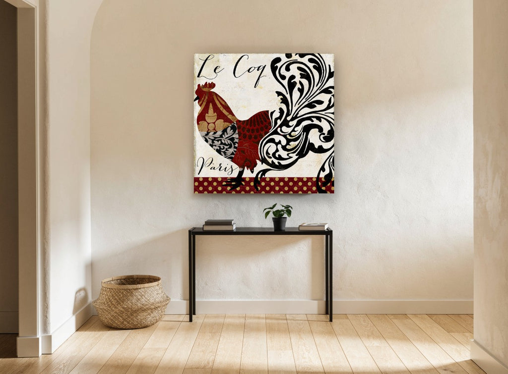 Patchwork Coq de Paris floral canvas print on the wall of a hallway