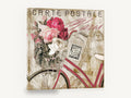 Paris Rose Bicycle, paris postcard bicycle roses vintage, floral canvas wall art print ready to hang