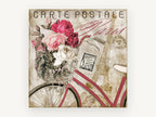 Paris Rose Bicycle, floral canvas wall art print, front view