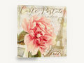 Paris Postcard Peony, pink peony paris postcard eiffel tower, floral canvas wall art print ready to hang