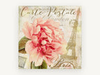 Paris Postcard Peony, floral canvas wall art print, front view