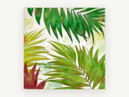 Layered Palm Fronds, floral canvas wall art print, front view