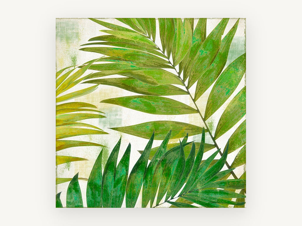 Green Palm Fronds, floral canvas wall art print, front view