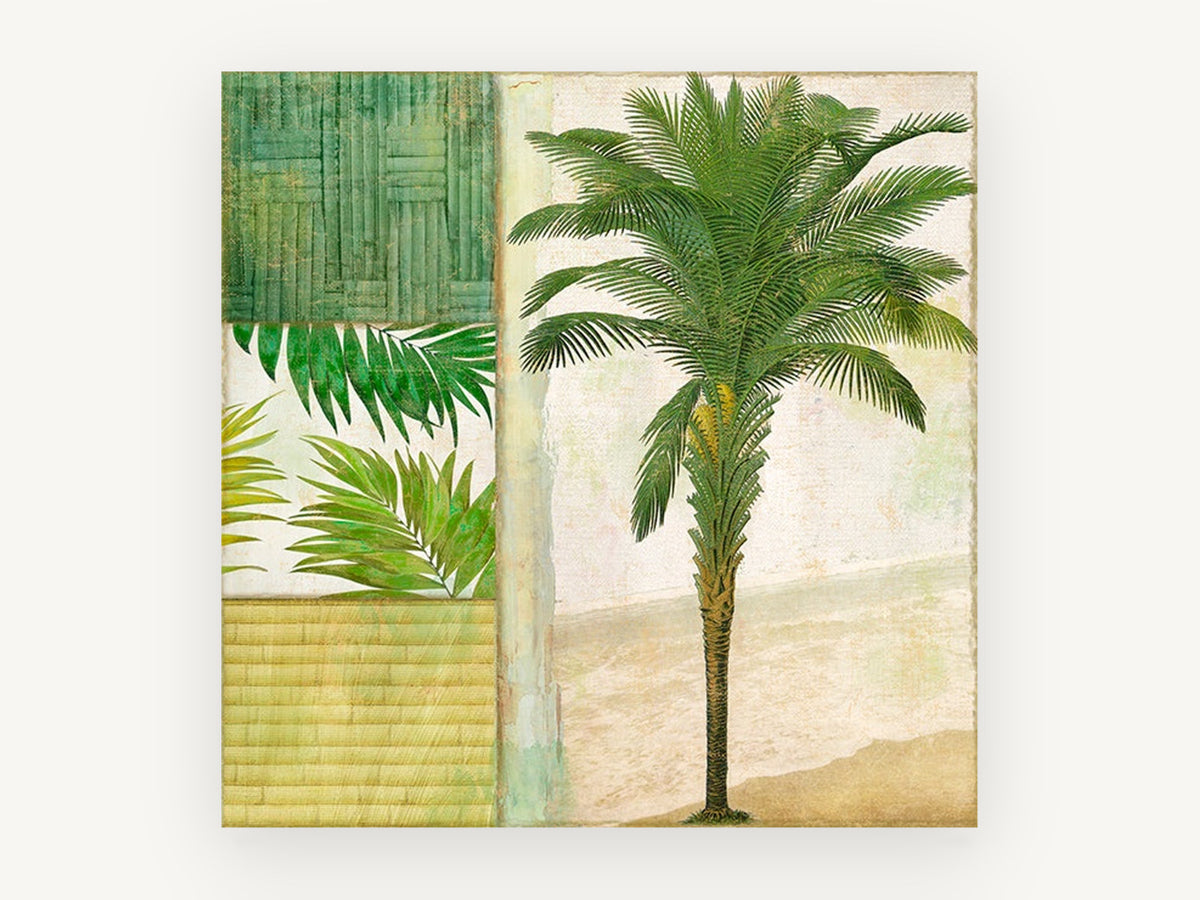 Palm Beach Collage, floral canvas wall art print, front view