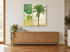 Palm Beach Collage floral canvas print on the wall of a living room above a sideboard