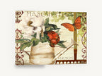 Watering Can Garden Postcard, vintage watering can magnolia butterfly, floral canvas wall art print ready to hang
