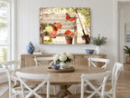 Garden Bench Summer floral canvas print on the wall of a Hamptons dining room